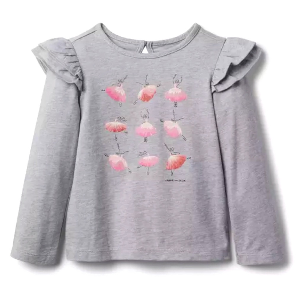 Janie and Jack ballerina ruffle shoulder girls top NWOT 2T